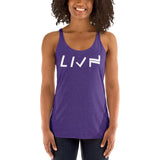 Women's Racerback Tank LIVN - White Print